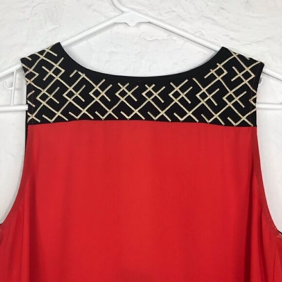 THML Red Sleeveless Blouse with Geometric Trim-S - Picture 7 of 12